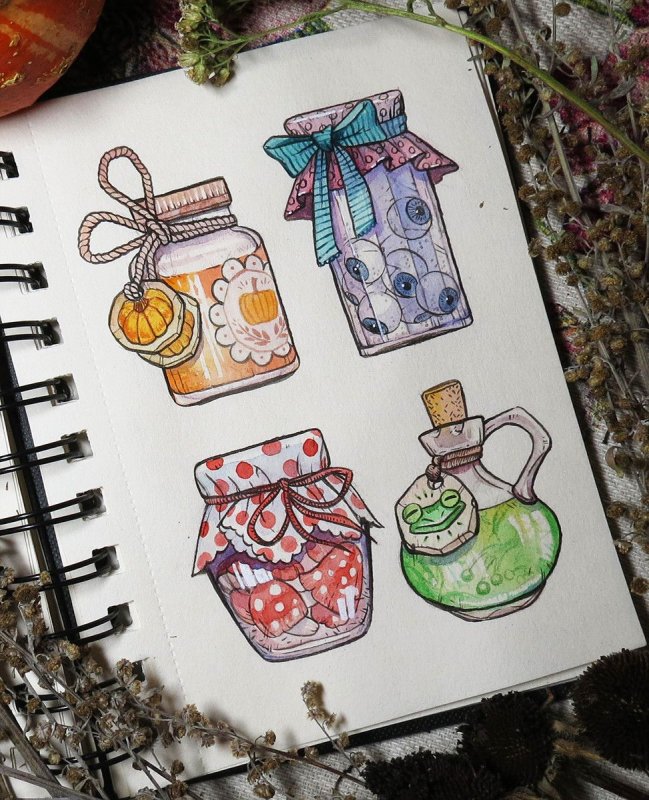 Рисунки в скетчбуке легкие