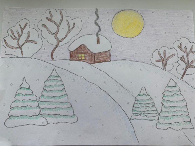 Рисунки зимы для срисовки