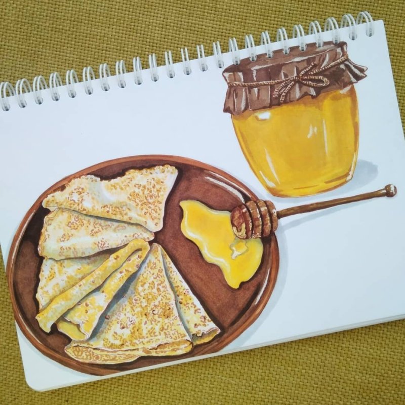 Блины акварель