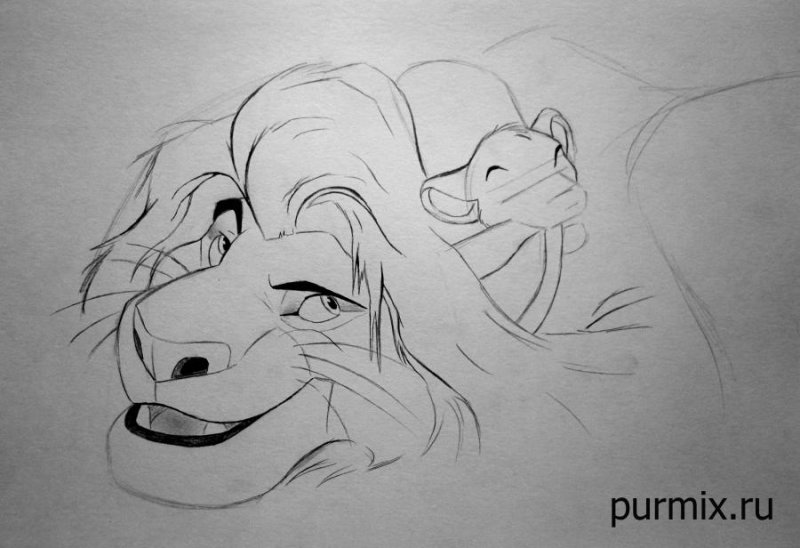 Эскиз Король Лев Муфаса и Симба