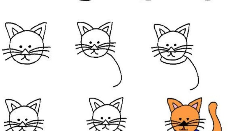 Котик рисунок поэтапно