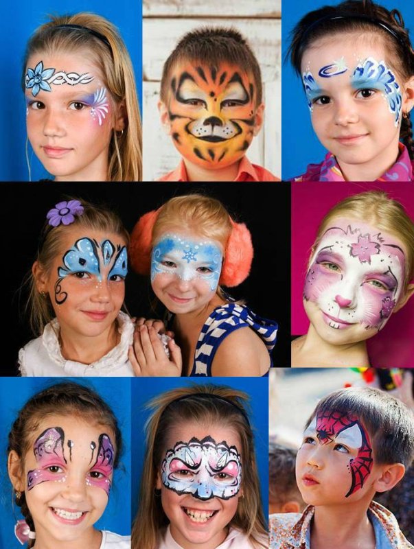 рисунки аквагрима для детей на лице