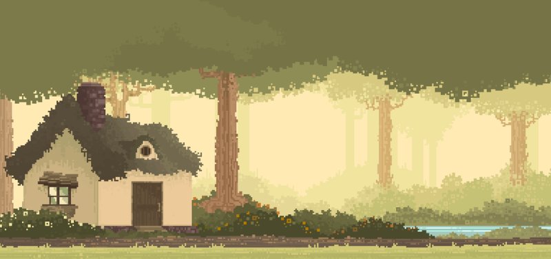 Пиксельный домик в лесу