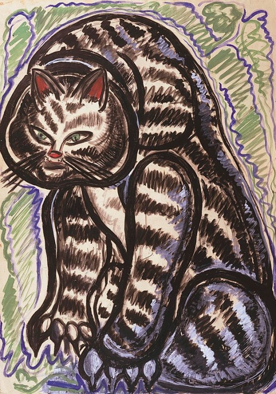 Котик полосатый рисунок