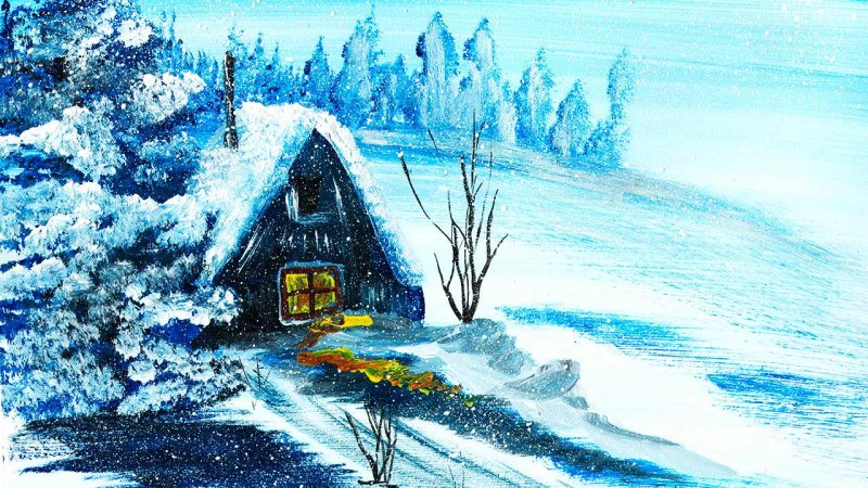 Зима рисунок легкий
