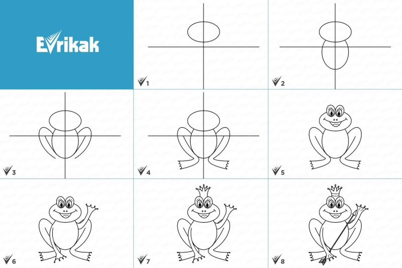 Как нарисовать царевну лягушку поэтапно