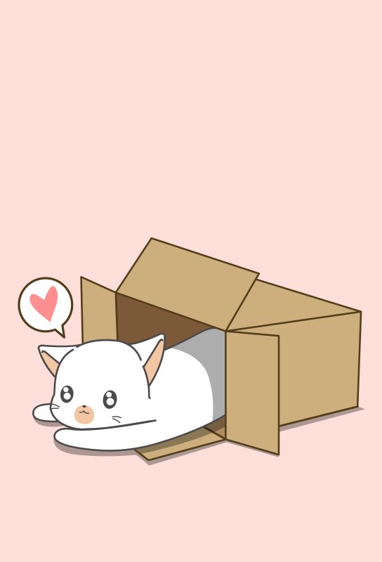 Котик в коробке рисунок