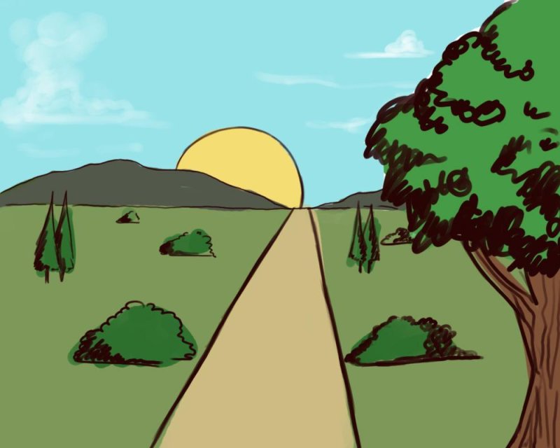 Холмы карандашом