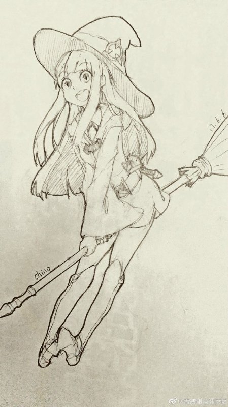 Ведьмочка аниме карандашом