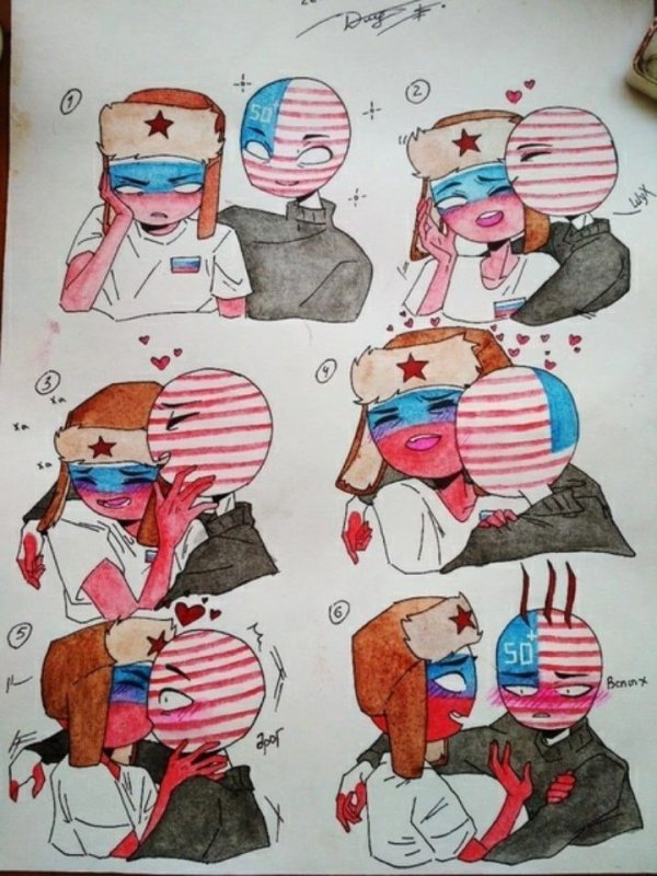 Countryhumans милые арты Россия и Америка