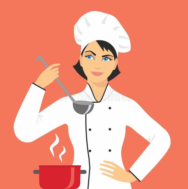 Повар женщина на белом фоне