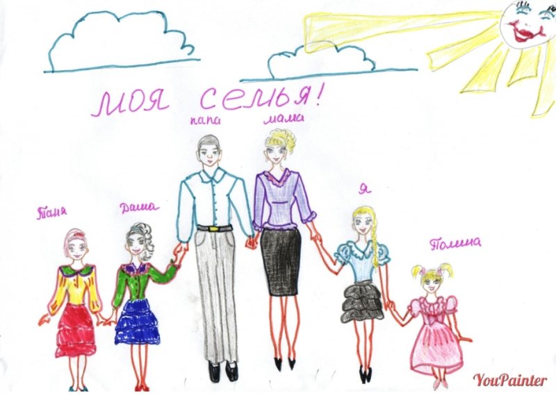 Рисунок семьи легкий