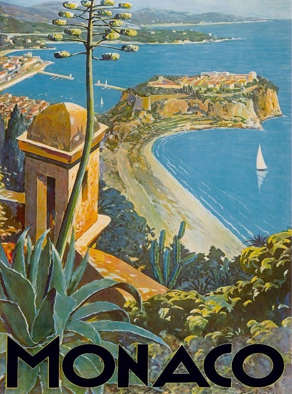Vintage Travel poster Монако