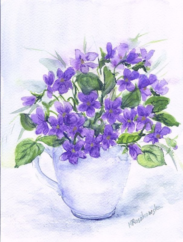 Maria Roszkowska Watercolor акварель цветы