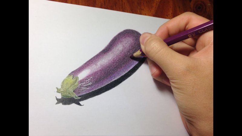 Баклажан карандашами цветными