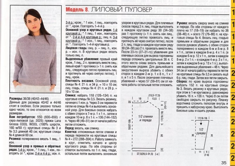 Схема вязания джемпера спицами для женщин
