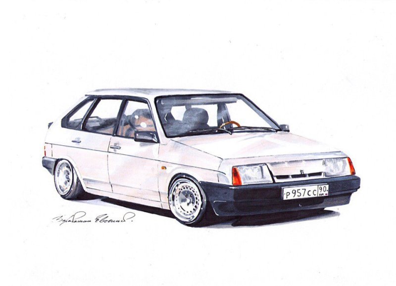 Рисунок ВАЗ 2109 спереди опер