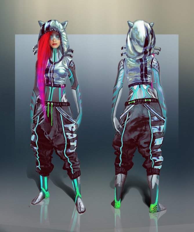 Cyberpunk костюм Concept Art женский