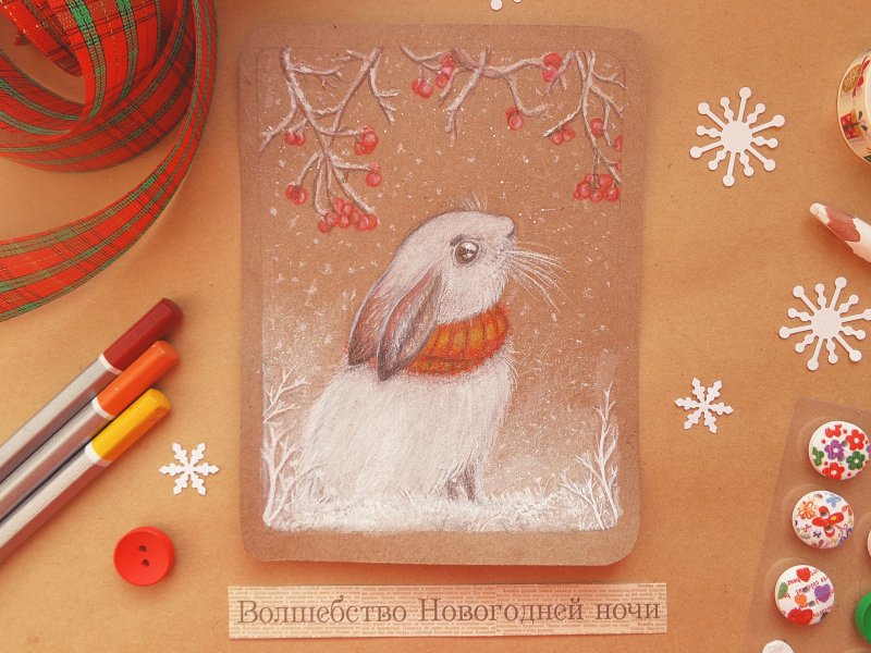 Рисунки пастелью новый год