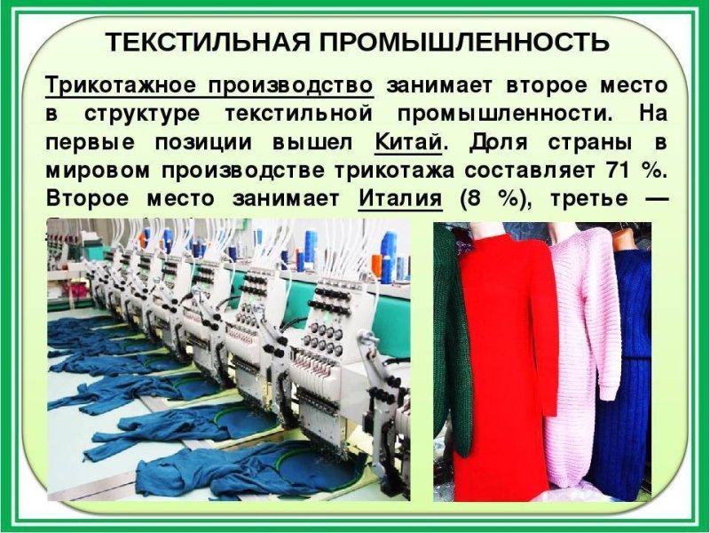 Отрасли текстильной промышленности
