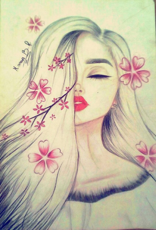 Рисунок девушки карандашом