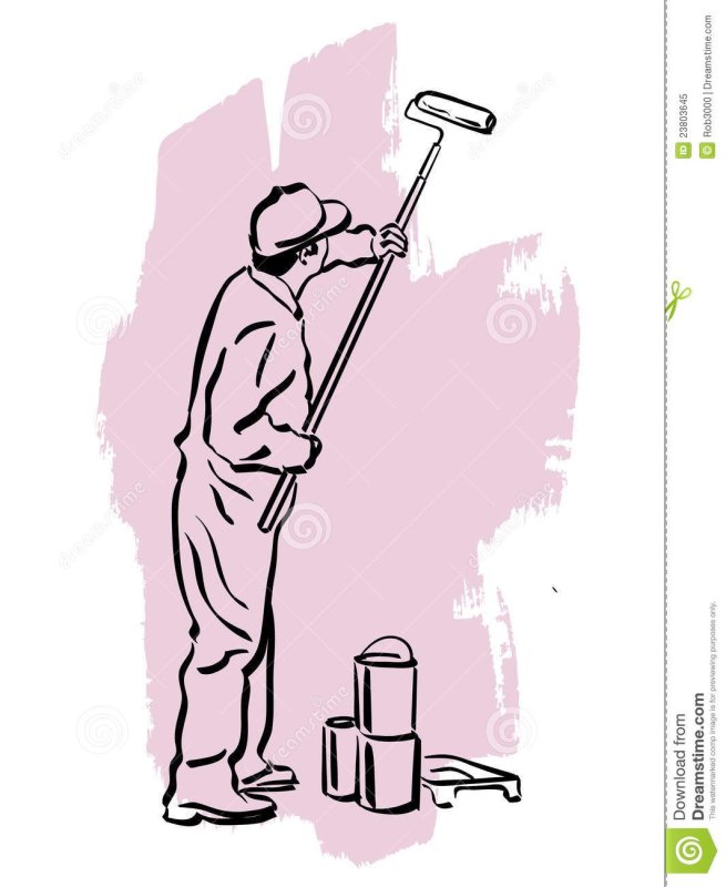 Человек красит стену