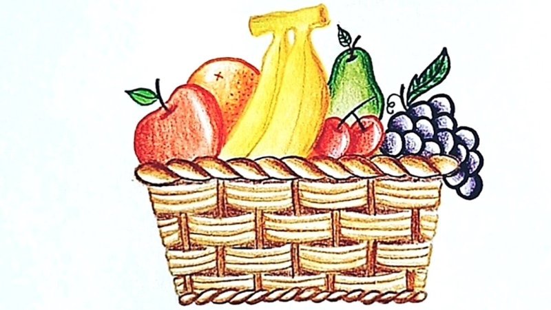 Корзинка с фруктами рисунок
