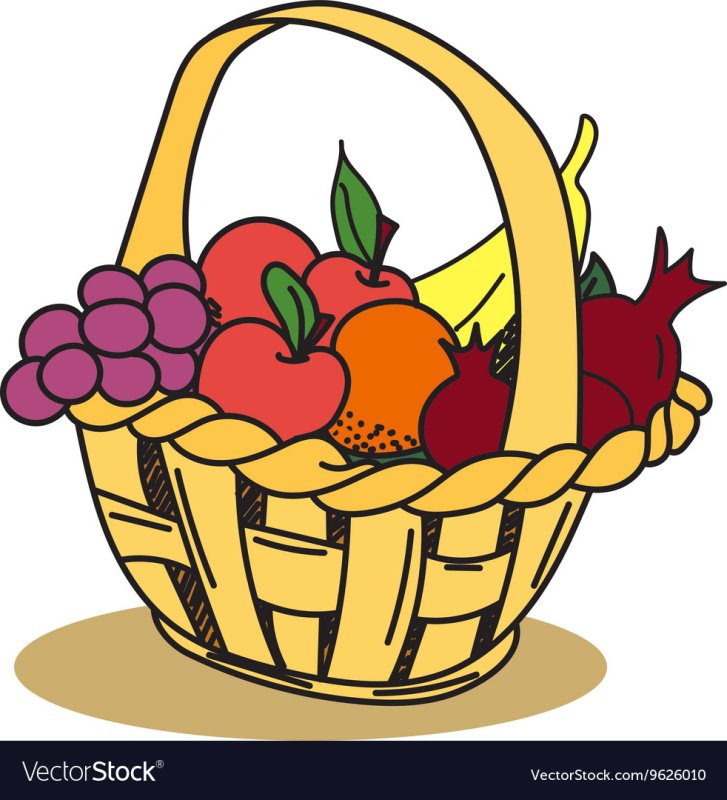 Корзина с фруктами раскраска