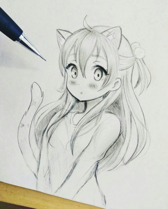 Рисунки аниме девушек карандашом