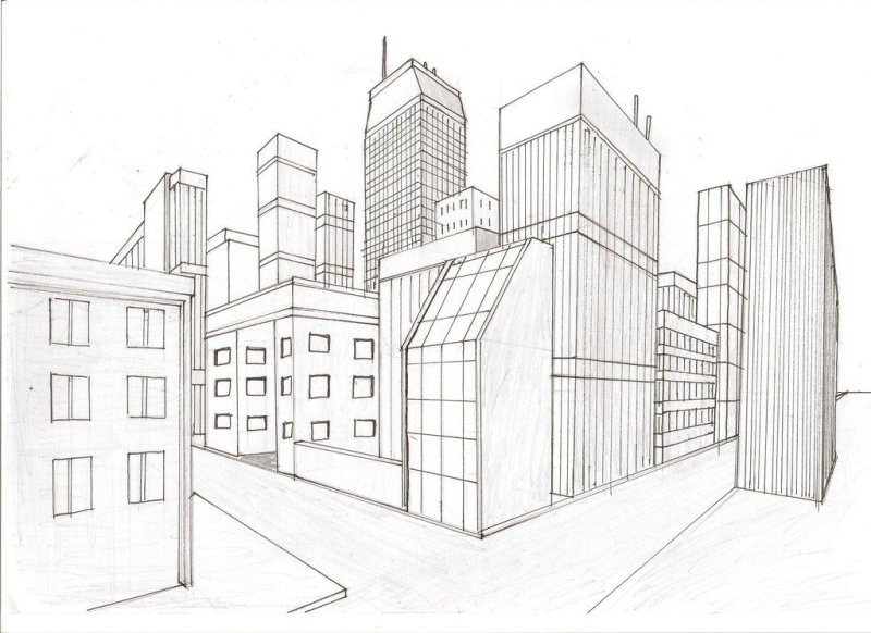 Рисунок здания карандашом