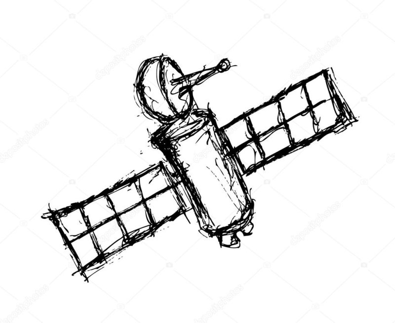 Спутник рисунок карандашом