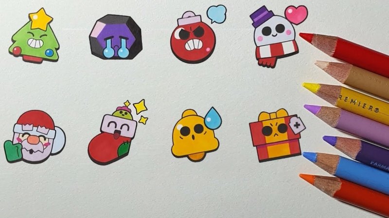Новогодние значки из Brawl Stars