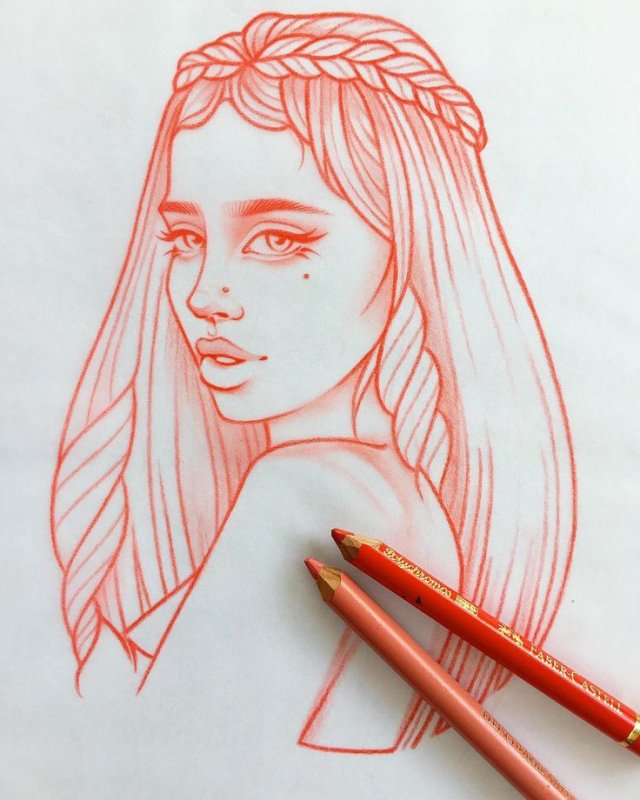 Рисунок девушки карандашом