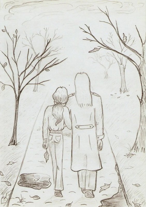 Пейзаж с человеком карандашом