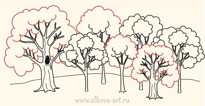 Дерево рисунок карандашом