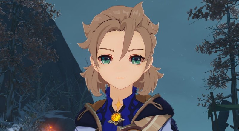 Альбедо улыбается Геншин