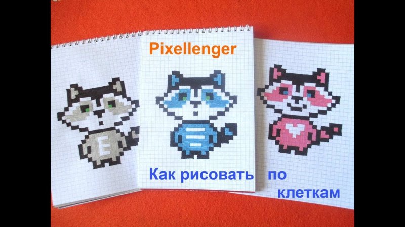 Рисунки по клеткам енот
