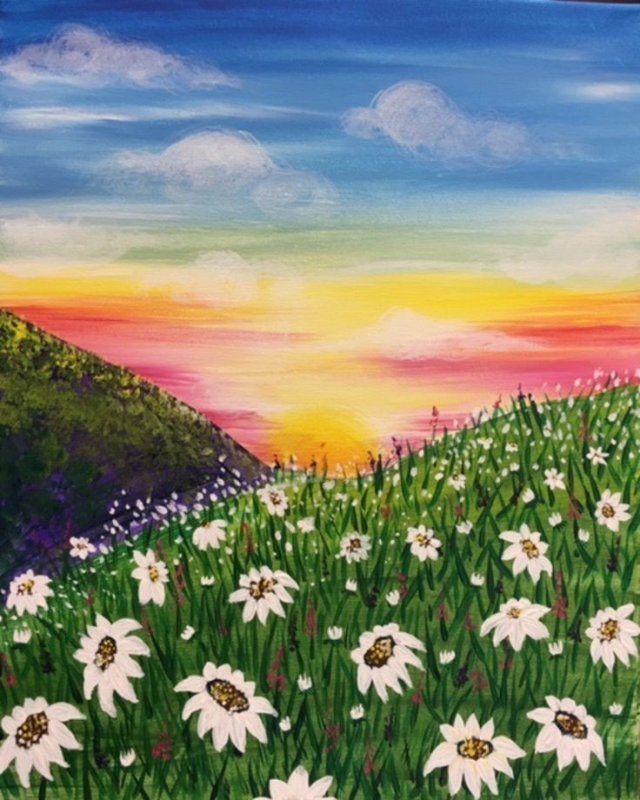 Летний пейзаж гуашью