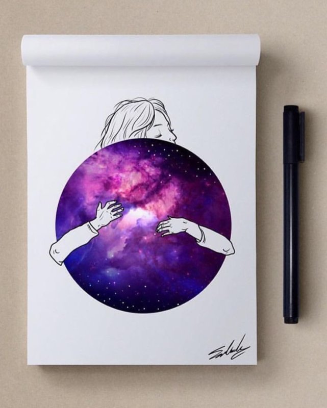 Рисунок космос для срисовки