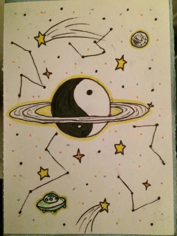 Рисунки на тему космос легкие