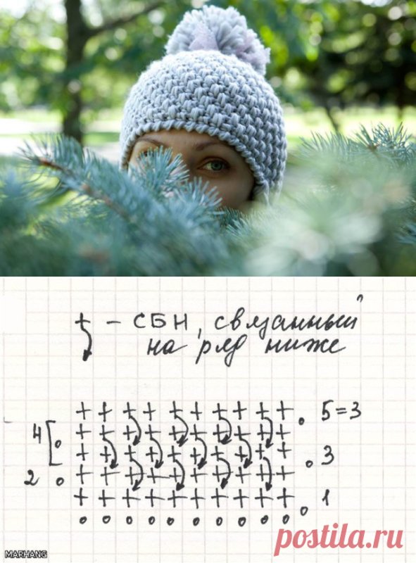 шапочка крючком схема зимняя