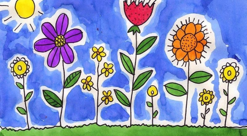 Рисунки цветов для детей