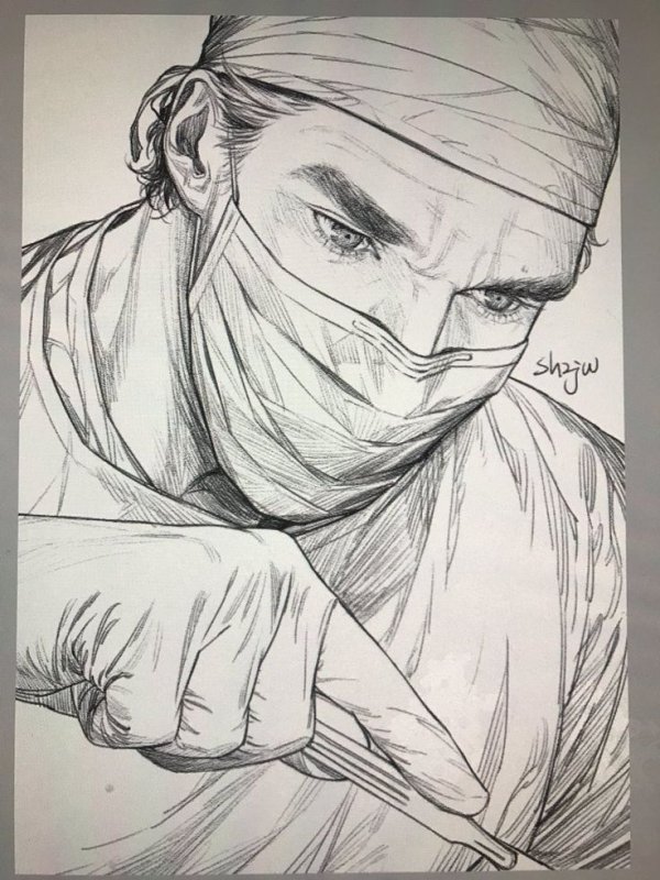 Хирург рисунок карандашом
