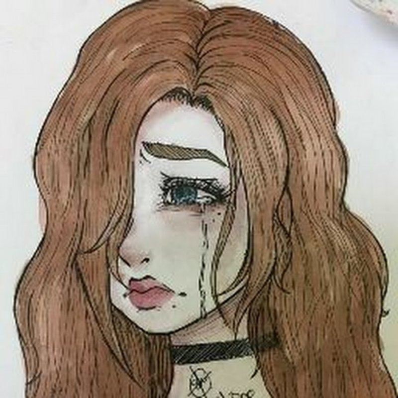 Нарисованная девушка плачет