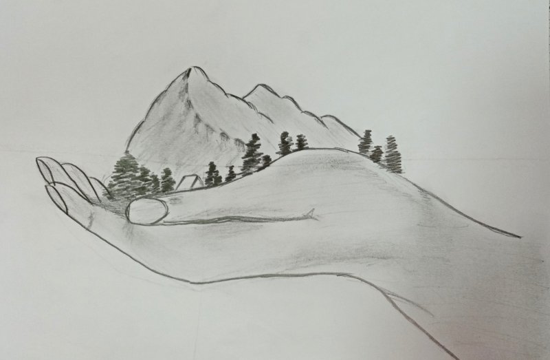 Рисунки карандашом природа
