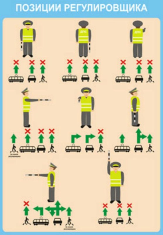 Сигналы регулировщика ПДД 2022