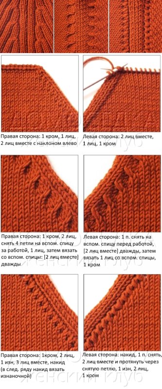 Линия реглана спицами снизу