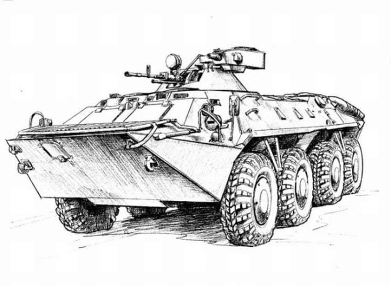 Раскраска бронетранспортер БТР-80а