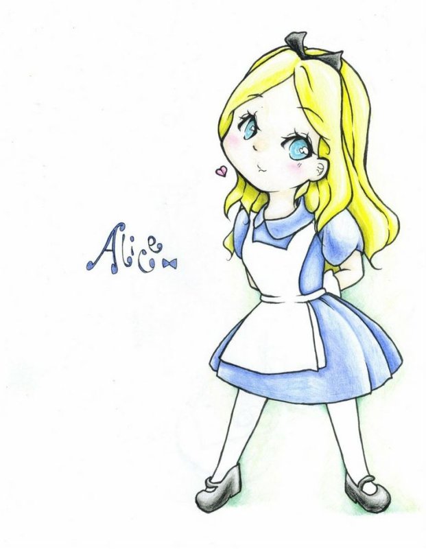 Алиса рисунок лёгкий