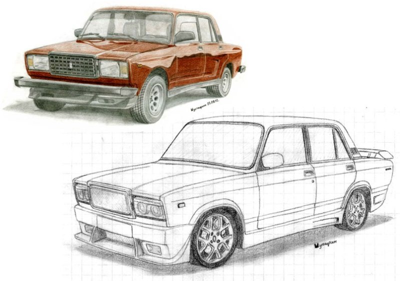 ВАЗ 2106 нарисовать спереди